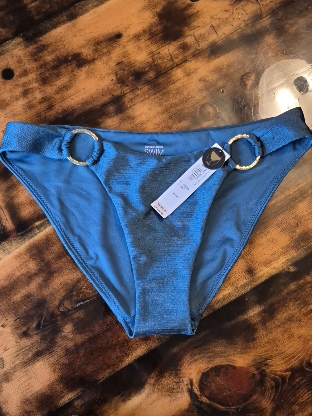 Victoria's Secret Blue Bikini Bottom with Gold Rings